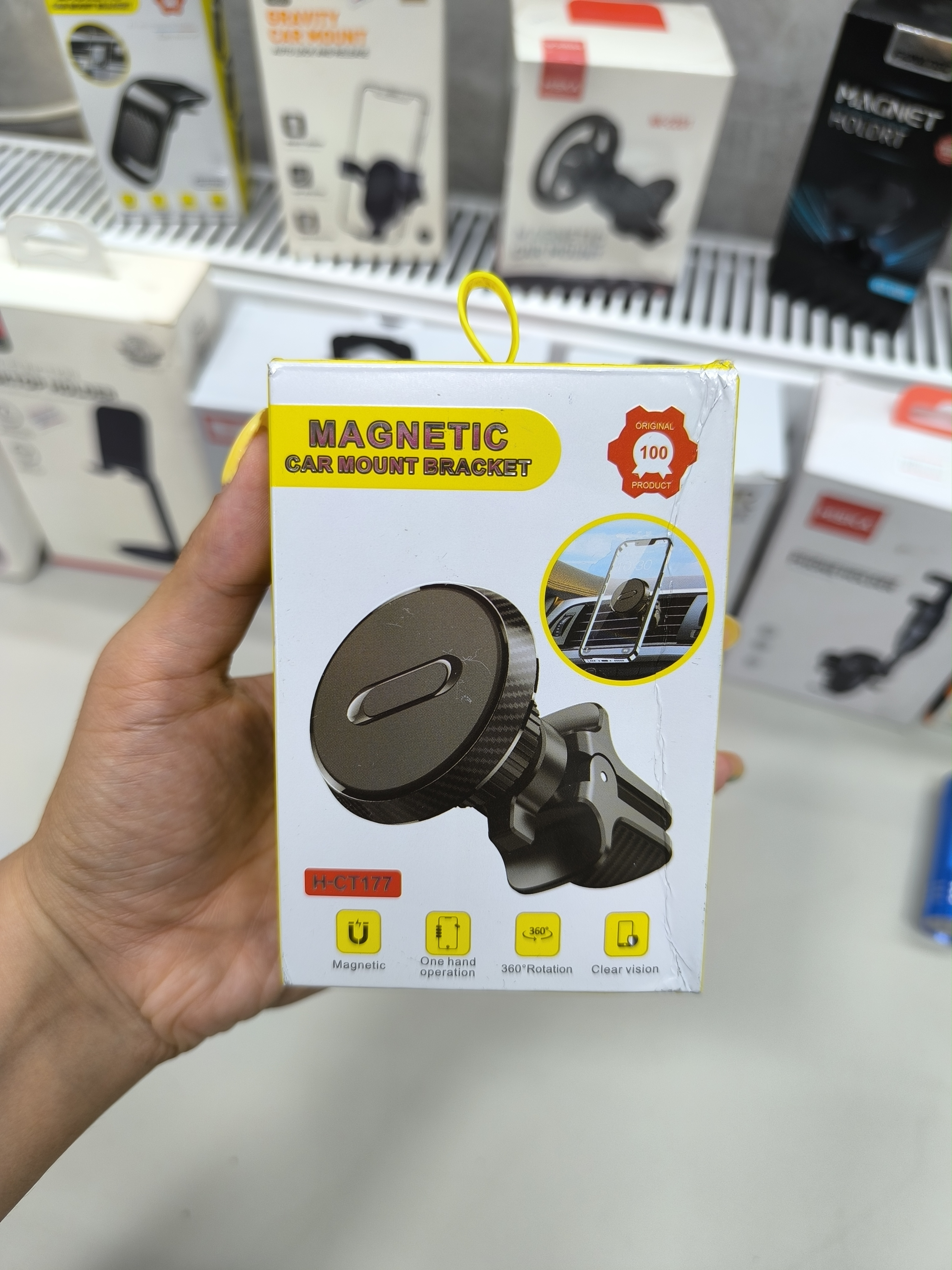 هولدر، نگهدارنده  موبایل مگنتی مدل H-CT177 دریچه‌ای