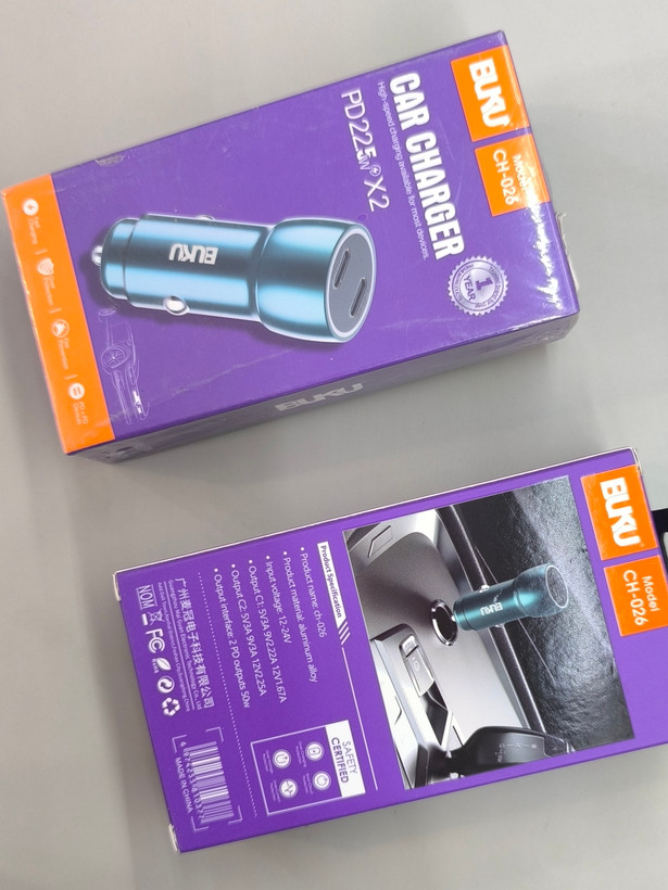 شارژر فندکی خودرو BUKU مدل CH-026 دو پورت، توان 45 وات، PD و QC