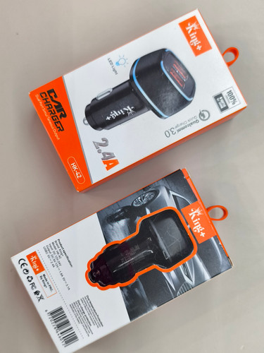شارژر فندکی خودرو King+ مدل HK-42 دو پورت با قابلیت شارژ سریع QC 3.0